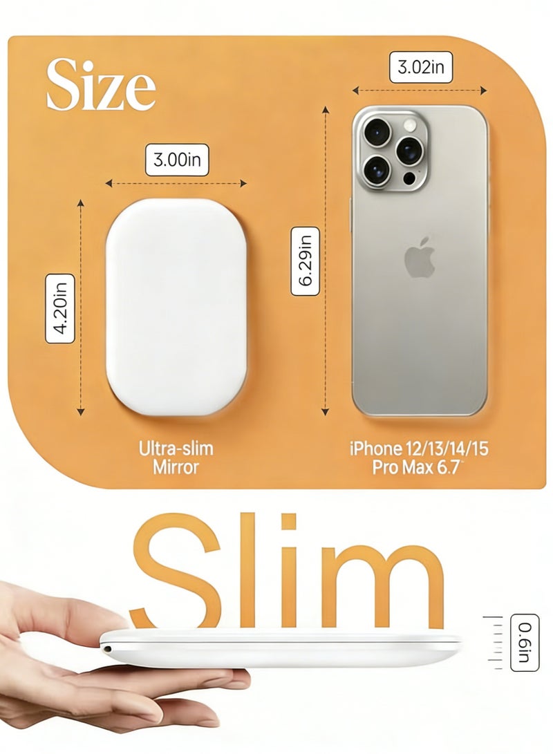 سيسلي مرآة مكياج LED للسفر بإضاءة مضيئة وتكبير 1X/3X، تعتيم غير متدرج وثلاثة ألوان قابلة للضبط، بطارية قابلة للشحن، حجم صغير للحقيبة والاستخدام المحمول - أبيض - Image 3